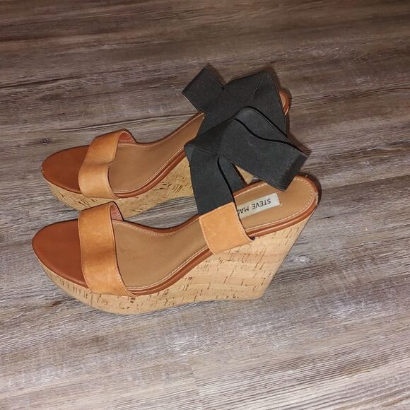 Steve Madden Ropper summer night out kork  platform wedges  Sz 10 - Picture 3 of 6